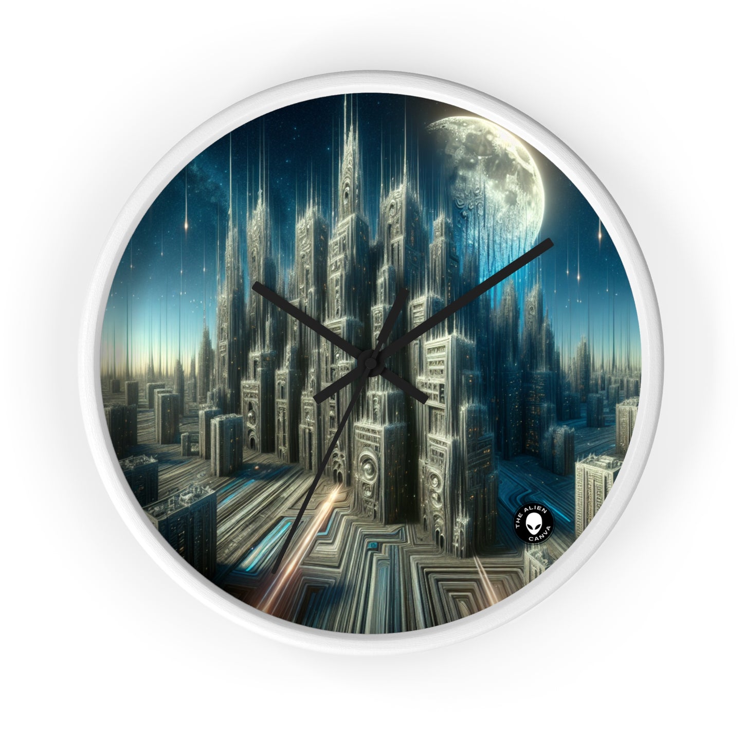 "Nighttime Cityscape Melt" - The Alien Wall Clock