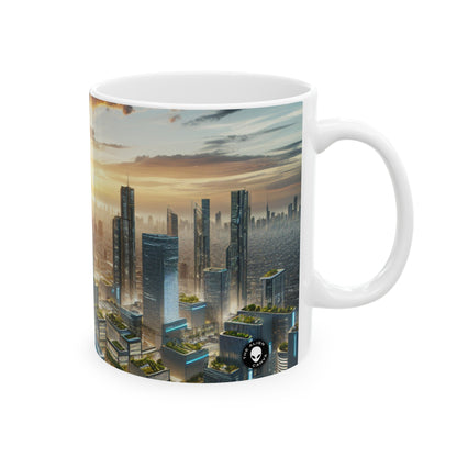 "Future Metropolis: A Neo-Futuristic Urban Utopia" - The Alien Ceramic Mug 11oz Neo-futurism