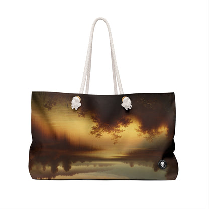 "Misty Morning: Serene Tonalism on a Tranquil Lake" - The Alien Weekender Bag Tonalism