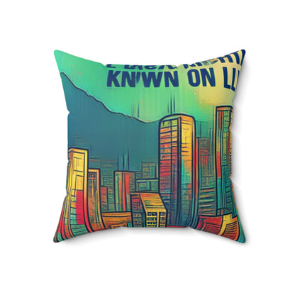 "Urban Myth: The Vibrant Street Art Fusion"- The Alien Spun Polyester Square Pillow Street Art