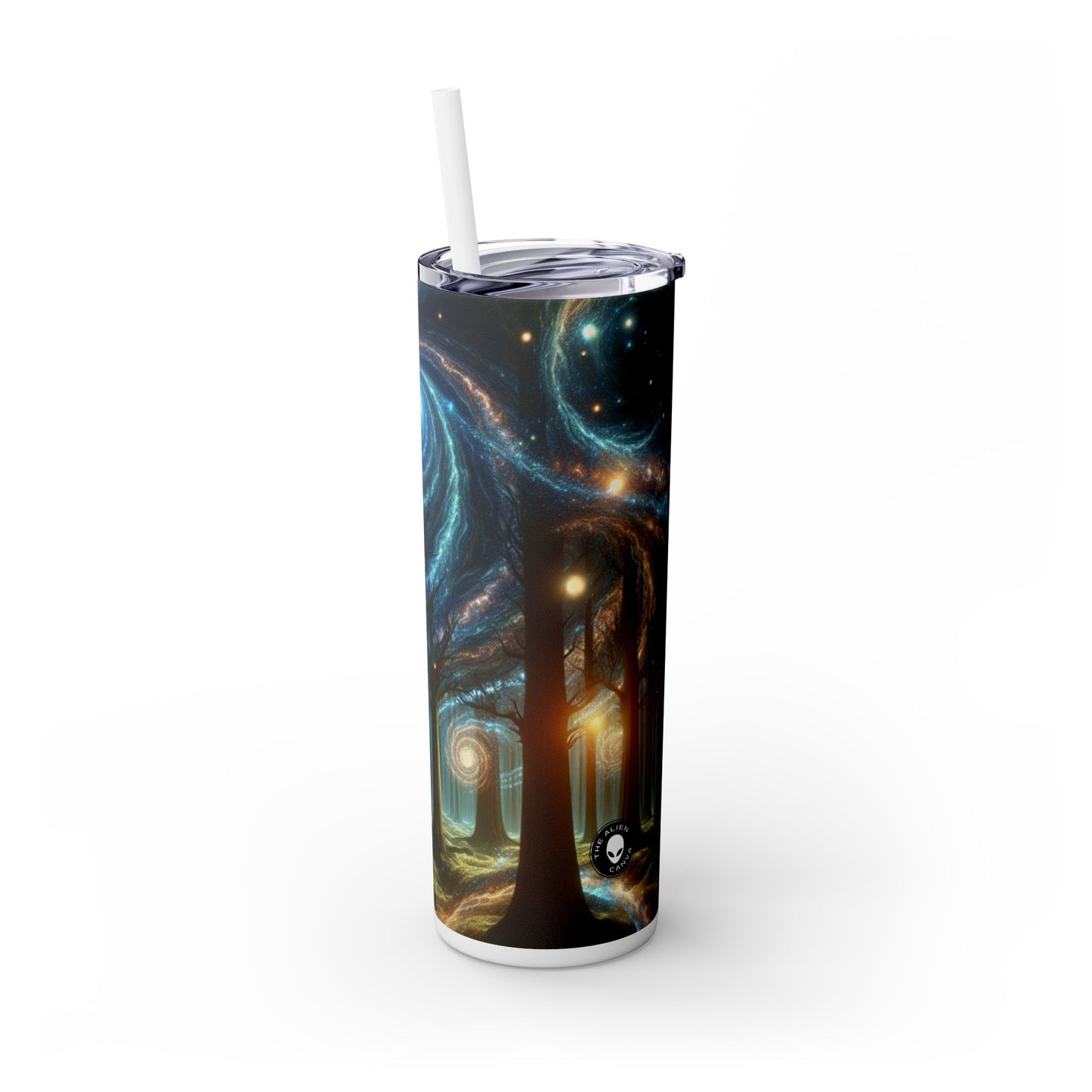 "Galactic Woods: A Celestial Dreamscape" - The Alien Maars® Skinny Tumbler with Straw 20oz