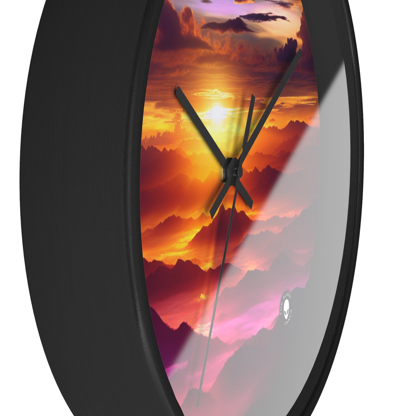 "Dawning Peaks: A Mountain Sunrise" - The Alien Wall Clock