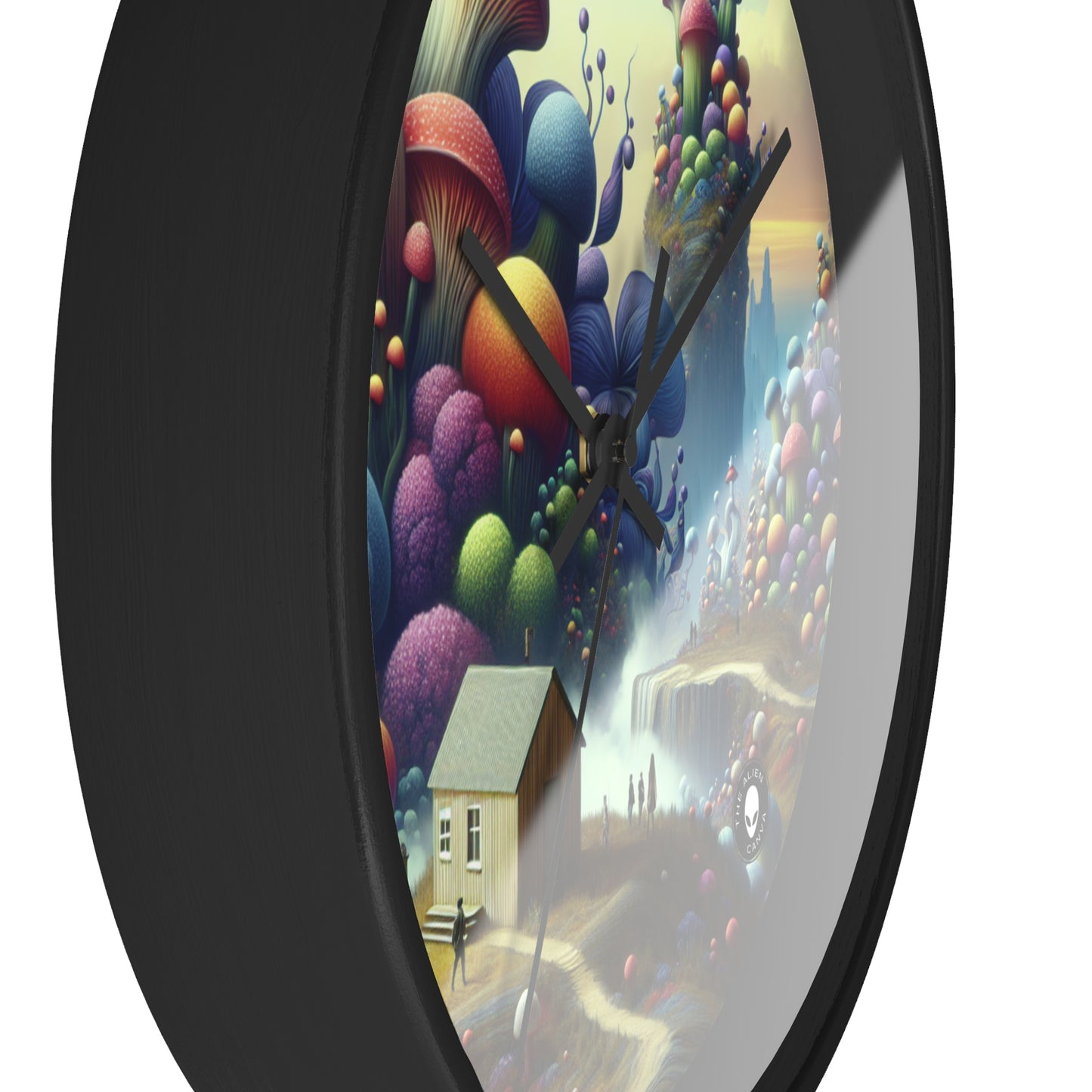 "Giant Flora and Miniature Villages: A Dreamy Wonderland" - The Alien Wall Clock