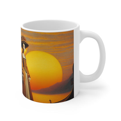 "Crepúsculo dorado en la góndola italiana" - Taza de cerámica The Alien de 11 oz estilo arte renacentista