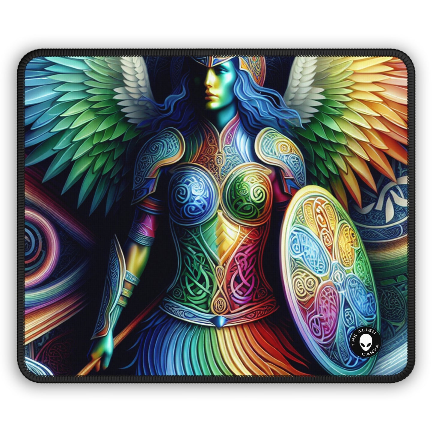 "Lionhearted Warrior Goddess: A Celtic-Inspired Artwork" - The Alien Gaming Mouse Pad Celtic Art