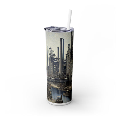 "Urban Precision: Modern Cityscape in the Style of Precisionism" - The Alien Maars® Skinny Tumbler with Straw 20oz Precisionism