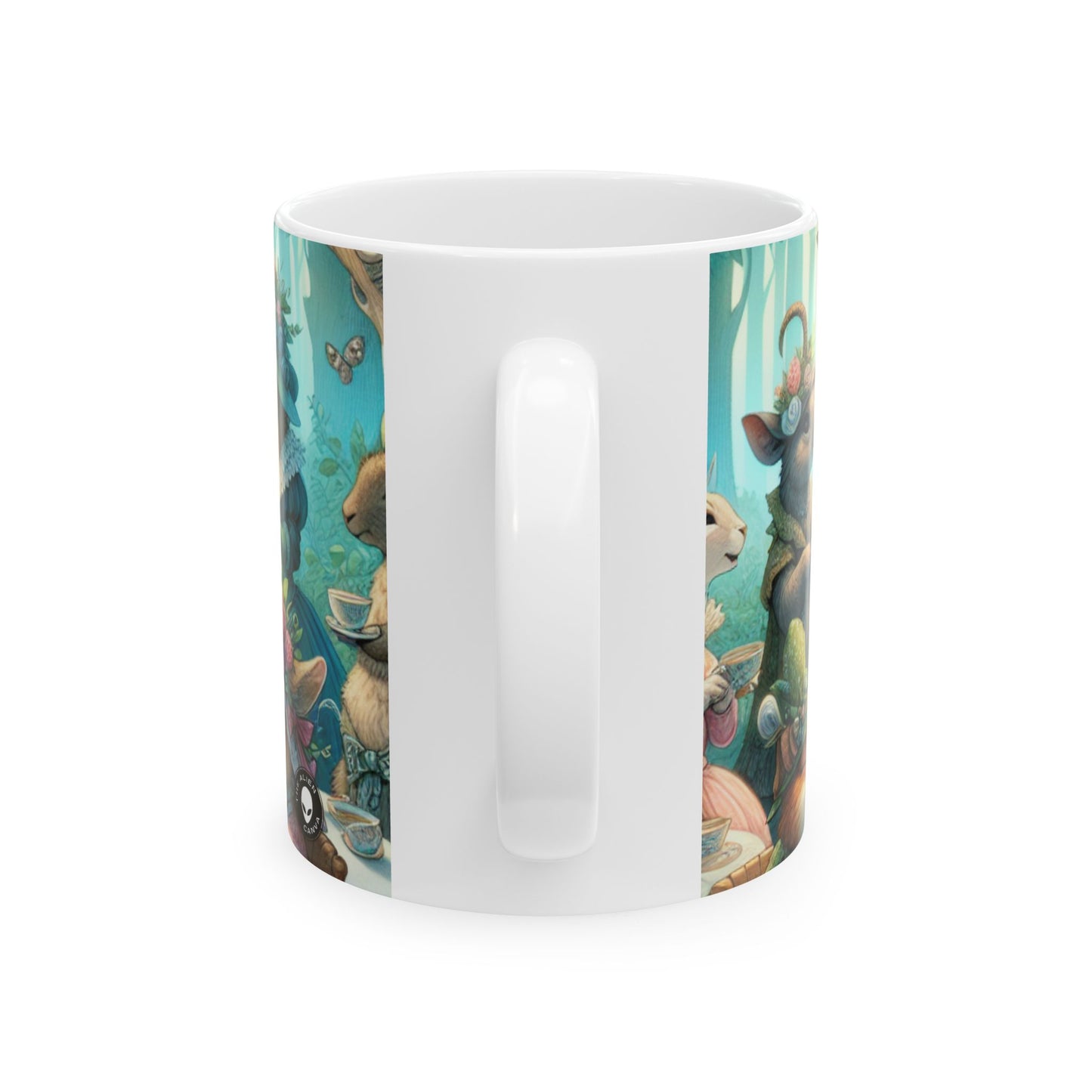 "Sombreros elegantes y tazas de té: una fiesta de té en el bosque" - Taza de cerámica The Alien de 11 oz