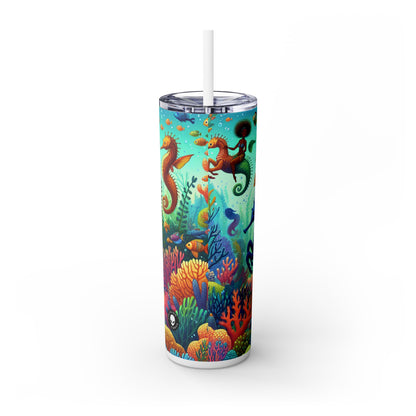 Royaume aquatique enchanté : sirènes et hippocampes - Le verre fin Alien Maars® avec paille 20 oz