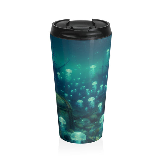 "Glowing Jellyfishes in the Deep" - The Alien Stainless Steel Travel Mug