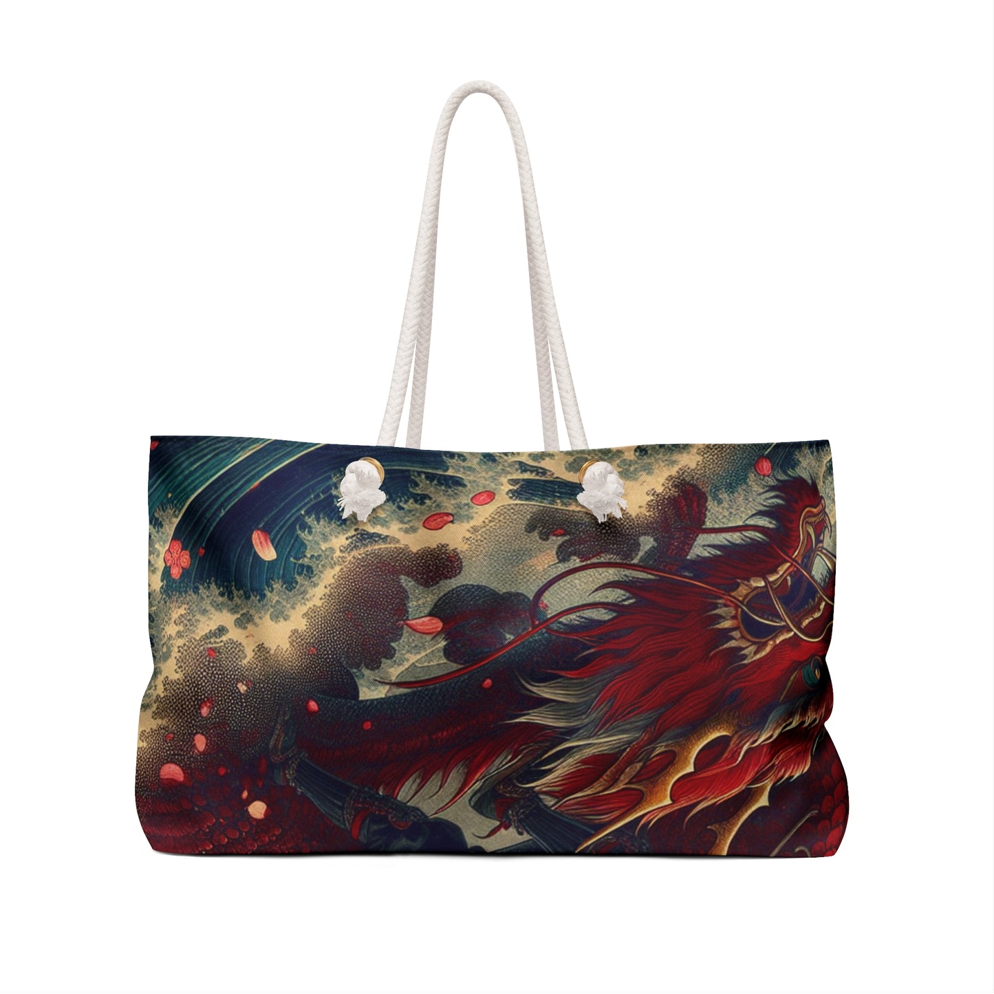 "Storming into Battle: A Samurai's Tale" - The Alien Weekender Bag Ukiyo-e (Japanese Woodblock Printing) Style