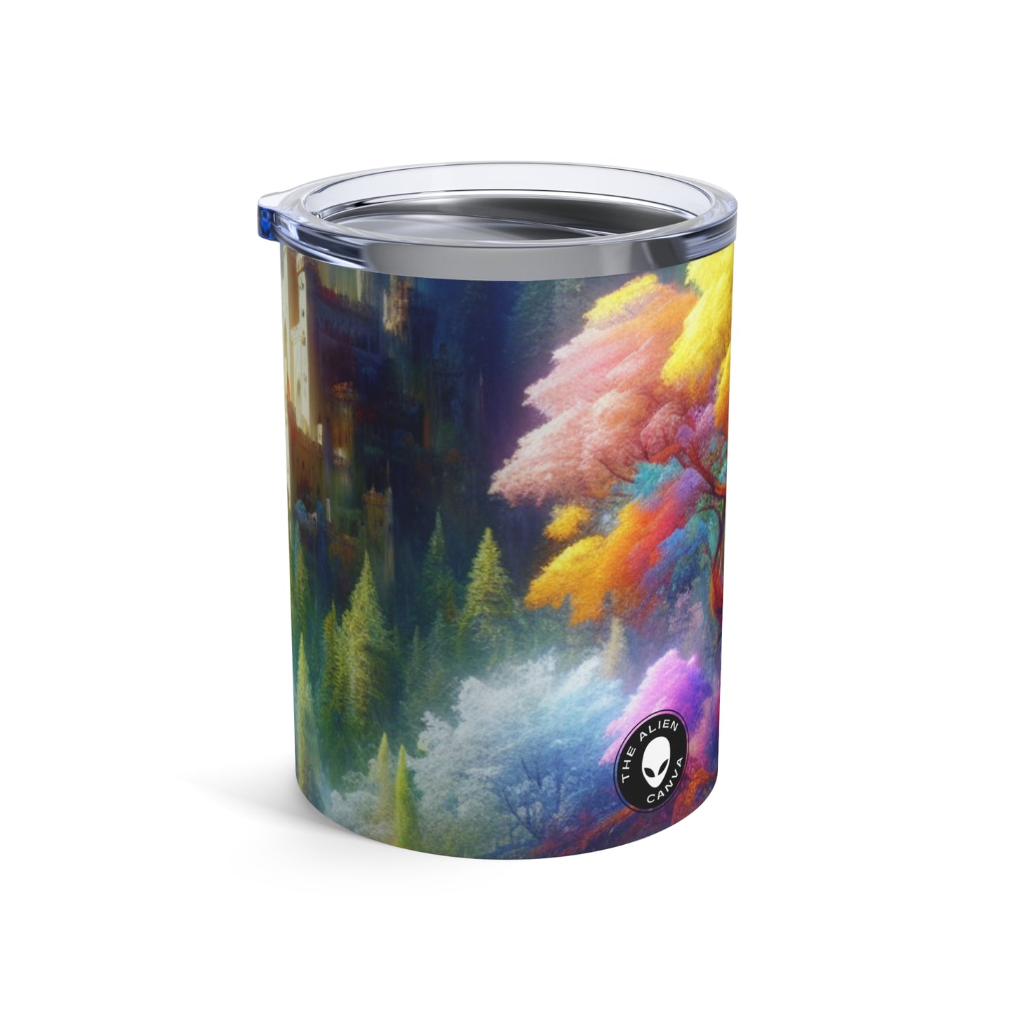 « Enchantement lumineux : le château dans la forêt colorée » - Le verre Alien 10oz