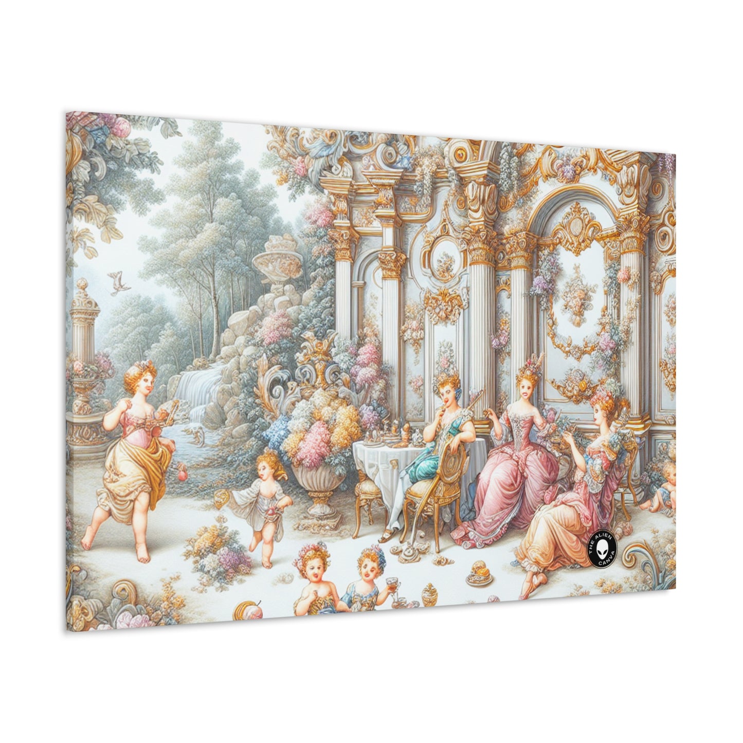 "Un jardin de délices rococo : une extravagance fantaisiste" - The Alien Canva Rococo