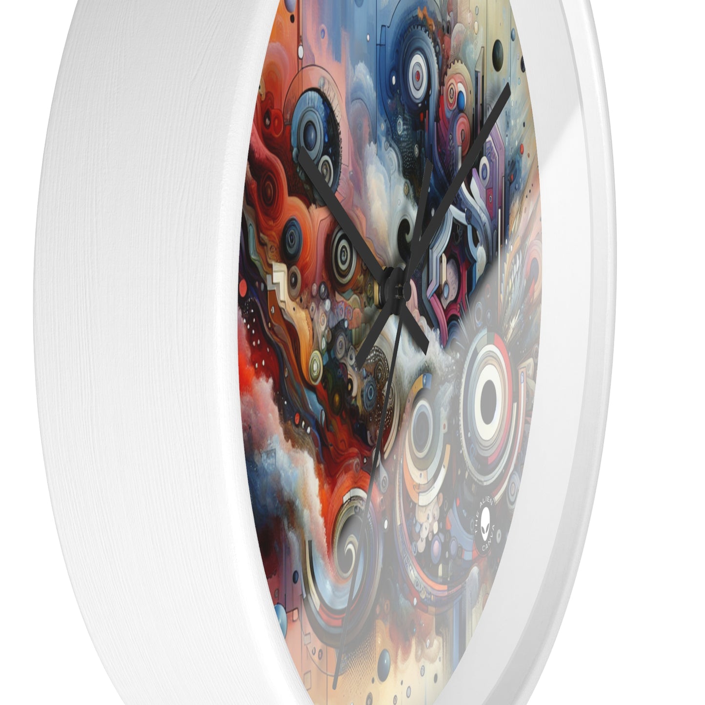 "Flux temporel : un voyage surréaliste à travers des formes abstraites et des couleurs vibrantes" - The Alien Wall Clock Avant-garde Art