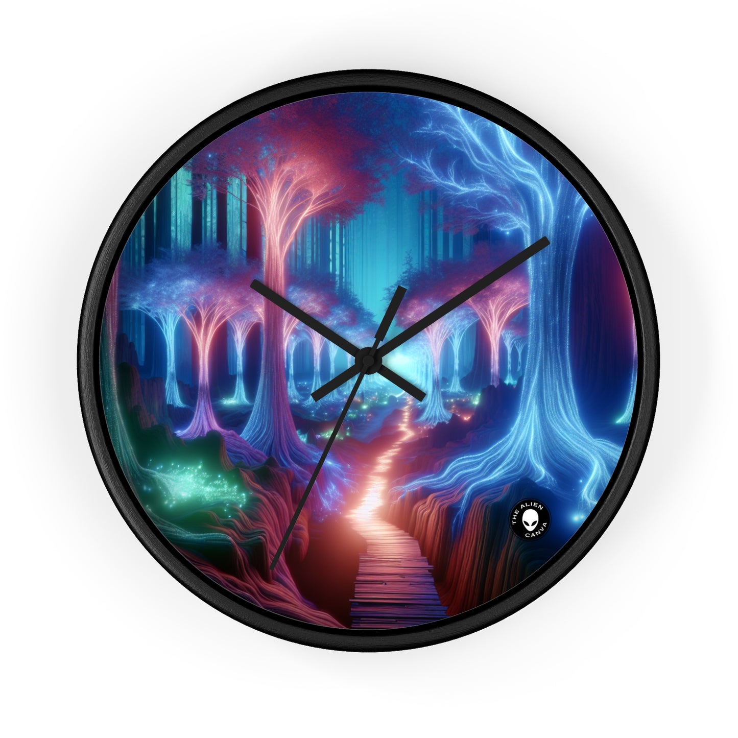 "Glowing Enchanted Forest: A Journey into the Unknown" - The Alien Wall Clock