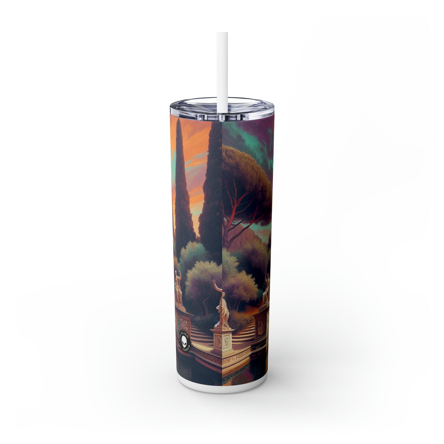 "Modern Roman: Neoclassical Portrait of Elegance" - The Alien Maars® Skinny Tumbler with Straw 20oz Neoclassicism