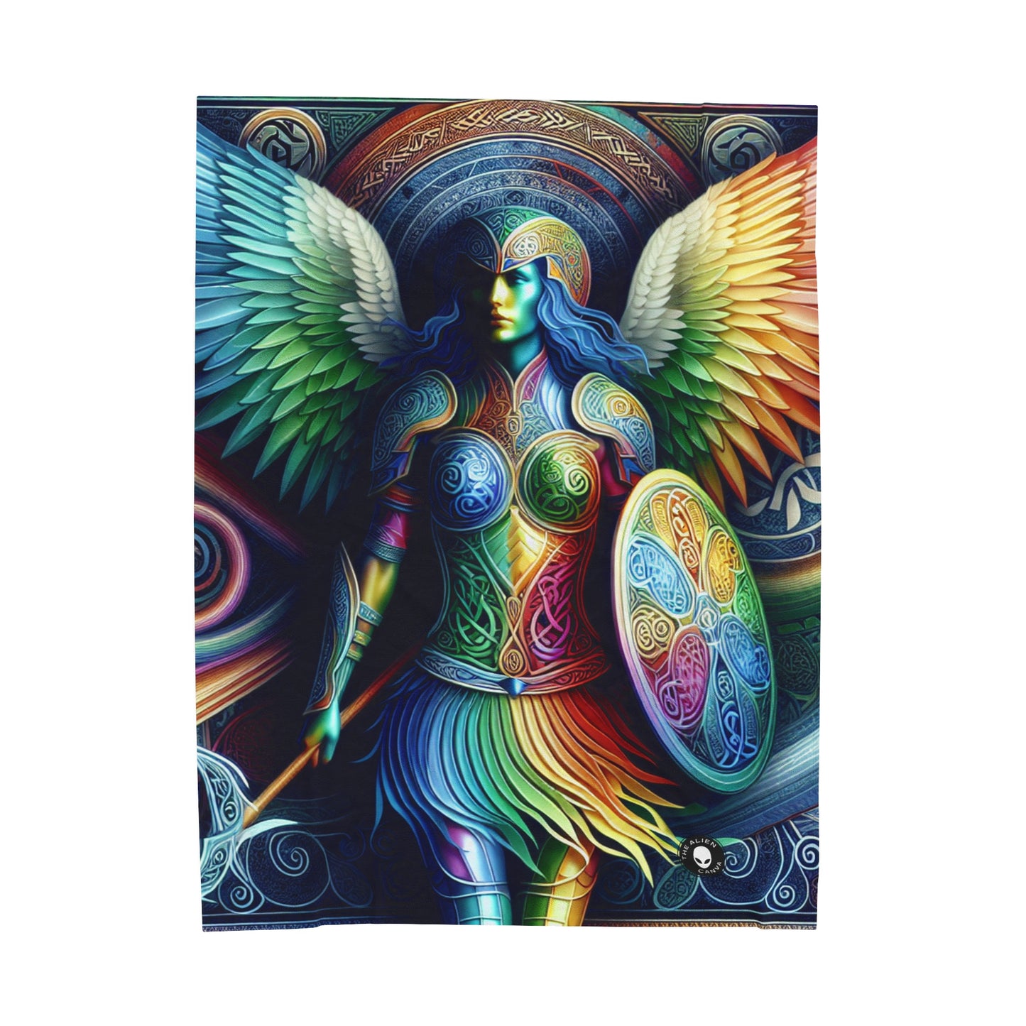 "Lionhearted Warrior Goddess: A Celtic-Inspired Artwork" - The Alien Velveteen Plush Blanket Celtic Art