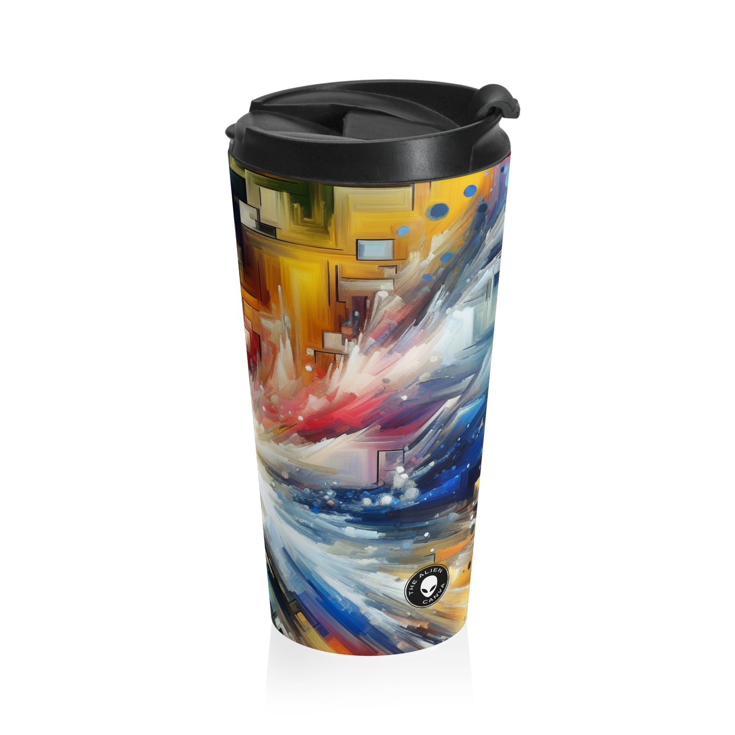 "Nature's Fury: An Abstract Expressionist Interpretation of a Raging Thunderstorm" - The Alien Stainless Steel Travel Mug Abstract Expressionism