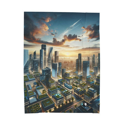 "Future Metropolis: A Neo-Futuristic Urban Utopia" - The Alien Velveteen Plush Blanket Neo-futurism