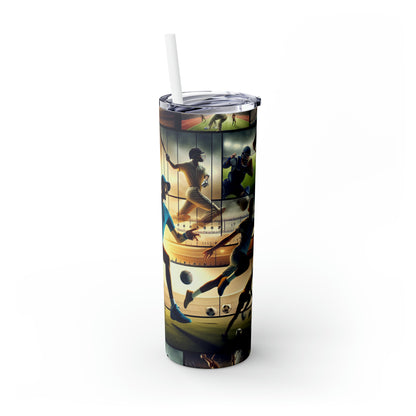 « Synthèse sportive : une œuvre d'art vidéo » - The Alien Maars® Skinny Tumbler with Straw 20oz Video Art Style