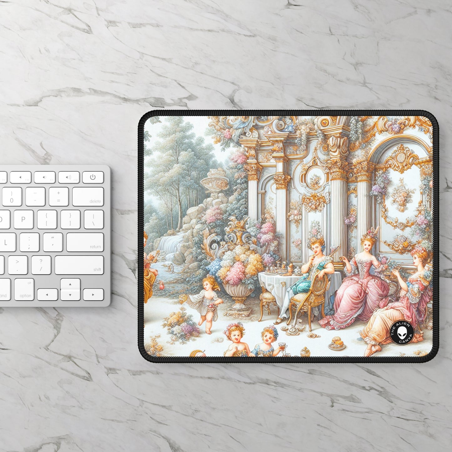 "A Garden of Rococo Delights: A Whimsical Extravaganza" - The Alien Gaming Mouse Pad Rococo