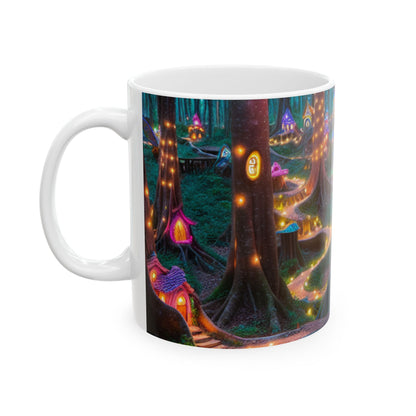 "Bosque Encantado: Un Pueblo De Cuento De Hadas" - Taza De Cerámica Extraterrestre 11oz