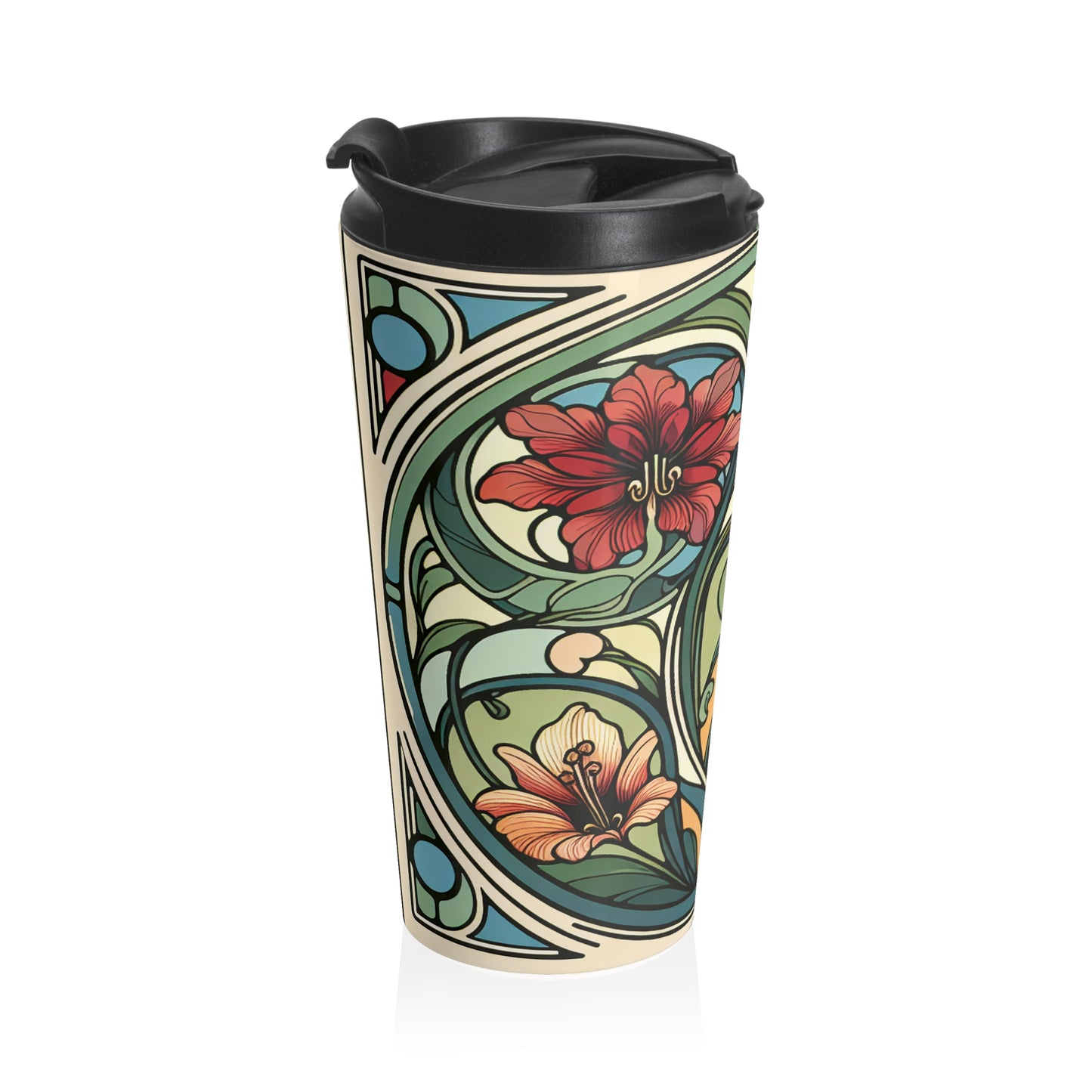 "Enchanting Depths: An Art Nouveau Ode to the Underwater Realm" - The Alien Stainless Steel Travel Mug Art Nouveau