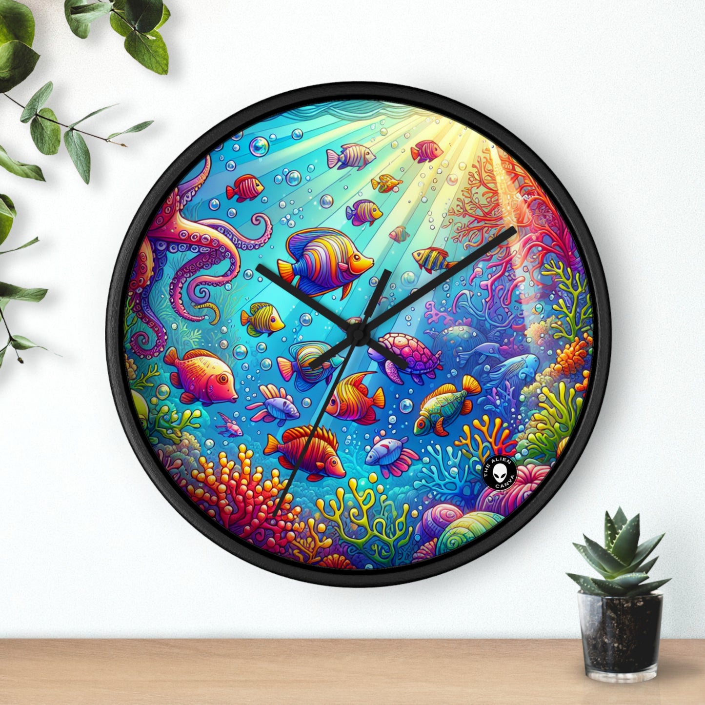 "Seaside Soiree: una fiesta de baile bajo el mar" - El reloj de pared alienígena