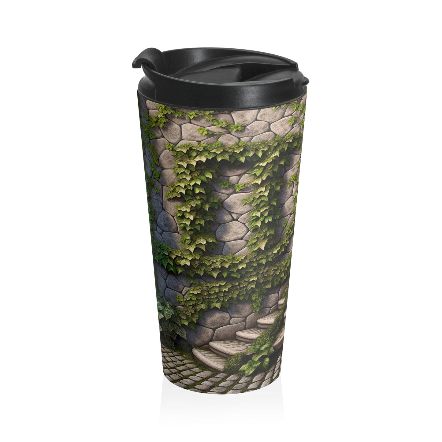 "Trompe-L'oeil Ivy Wall" - The Alien Stainless Steel Travel Mug Trompe-l'oeil