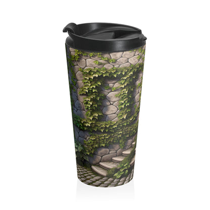 "Trompe-L'oeil Ivy Wall" - The Alien Stainless Steel Travel Mug Trompe-l'oeil