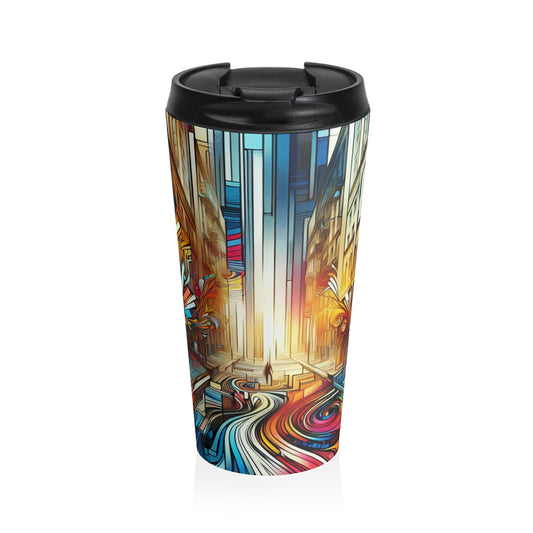 "Urban Ecosystem: A Graffiti Fusion" - The Alien Stainless Steel Travel Mug Graffiti Art