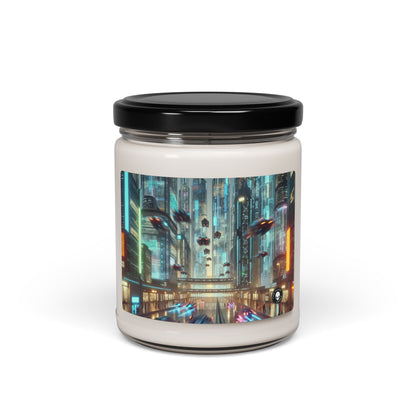 Neon Rain : Un paysage urbain futuriste - Bougie parfumée au soja Alien 9oz