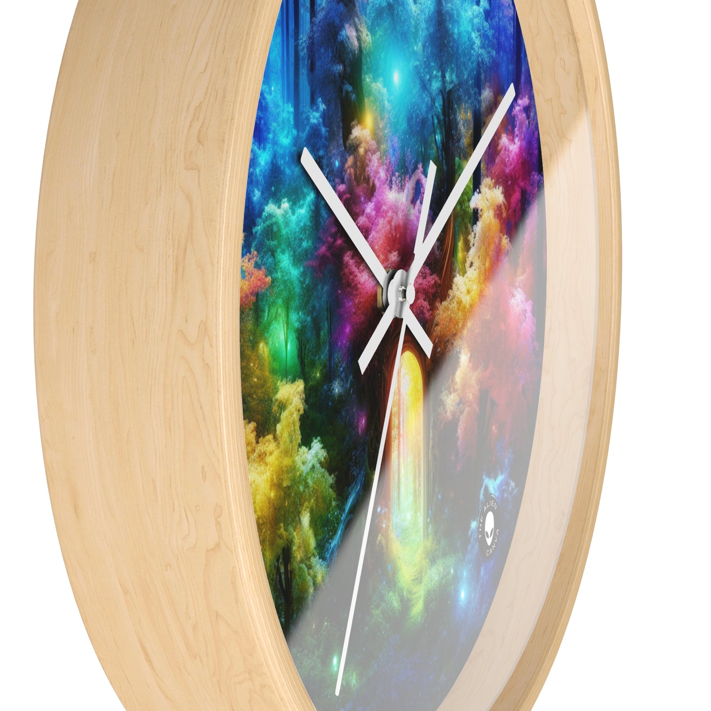 "Enchanted Rainbow Forest: Gateway to the Unseen Realm" - The Alien Wall Clock