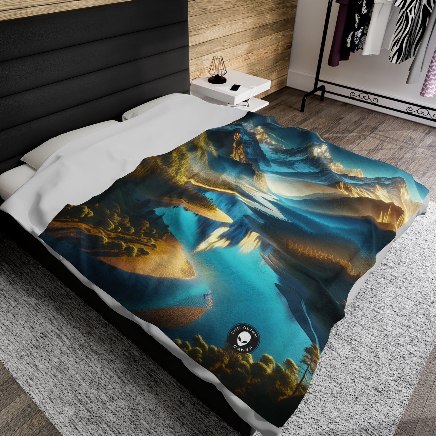 "Serenity's Palette: A Sunset Symphony" - The Alien Velveteen Plush Blanket Photorealism