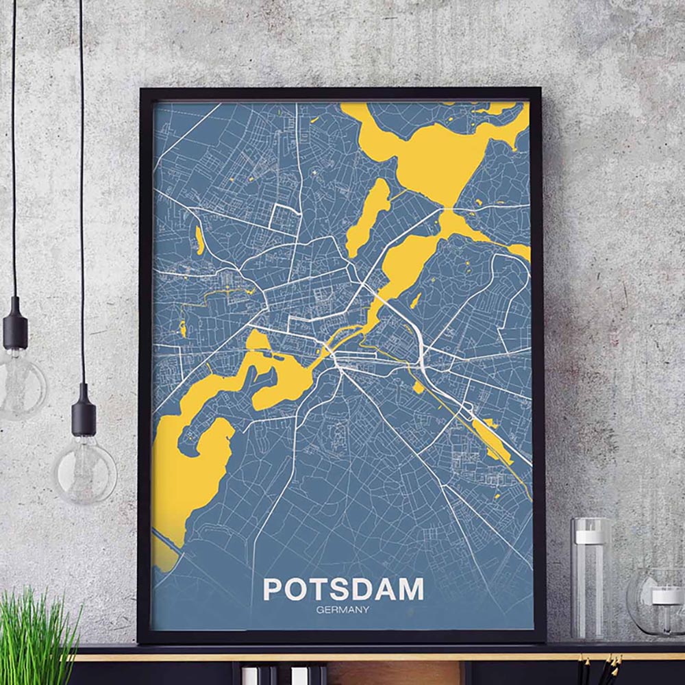 Póster colorido abstracto del mapa del mundo de Potsdam, decoración de pared del hogar, imagen moderna