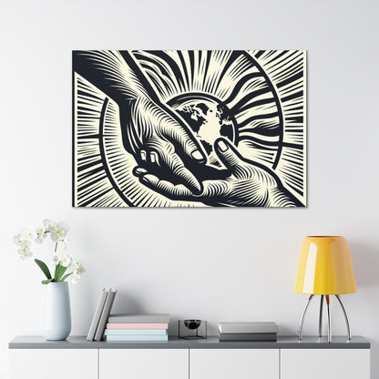 "Uniting Hands, Uniting Nations" - The Alien Canva Woodcut Printing Style