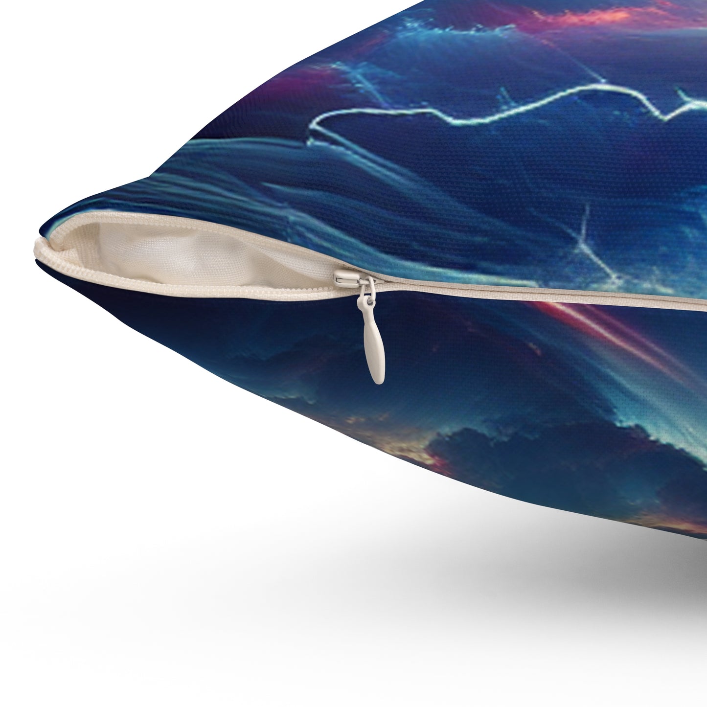 "Electricity In The Sky" - The Alien Spun Polyester Square Pillow Digital Art Style