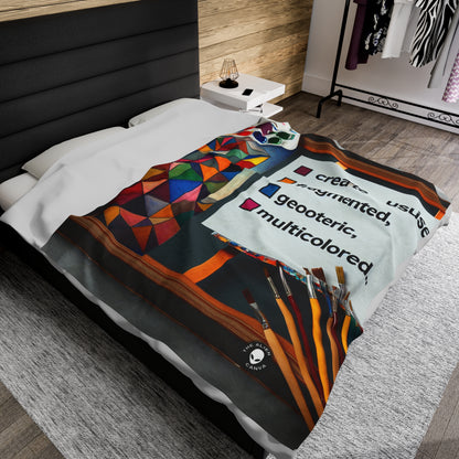 "Futuristic Metropolis: A Synthetic Cubism Cityscape" - The Alien Velveteen Plush Blanket Synthetic Cubism