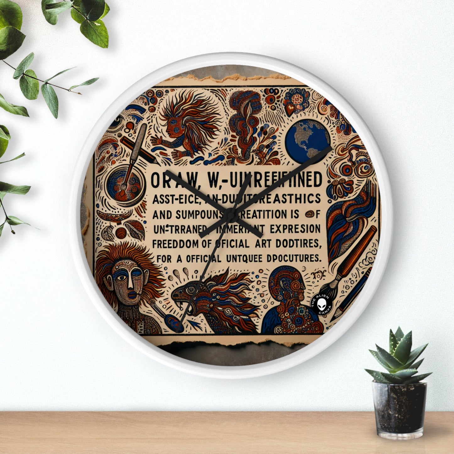 "Visiones del más allá: un paisaje onírico surrealista" - El reloj de pared alienígena Outsider Art