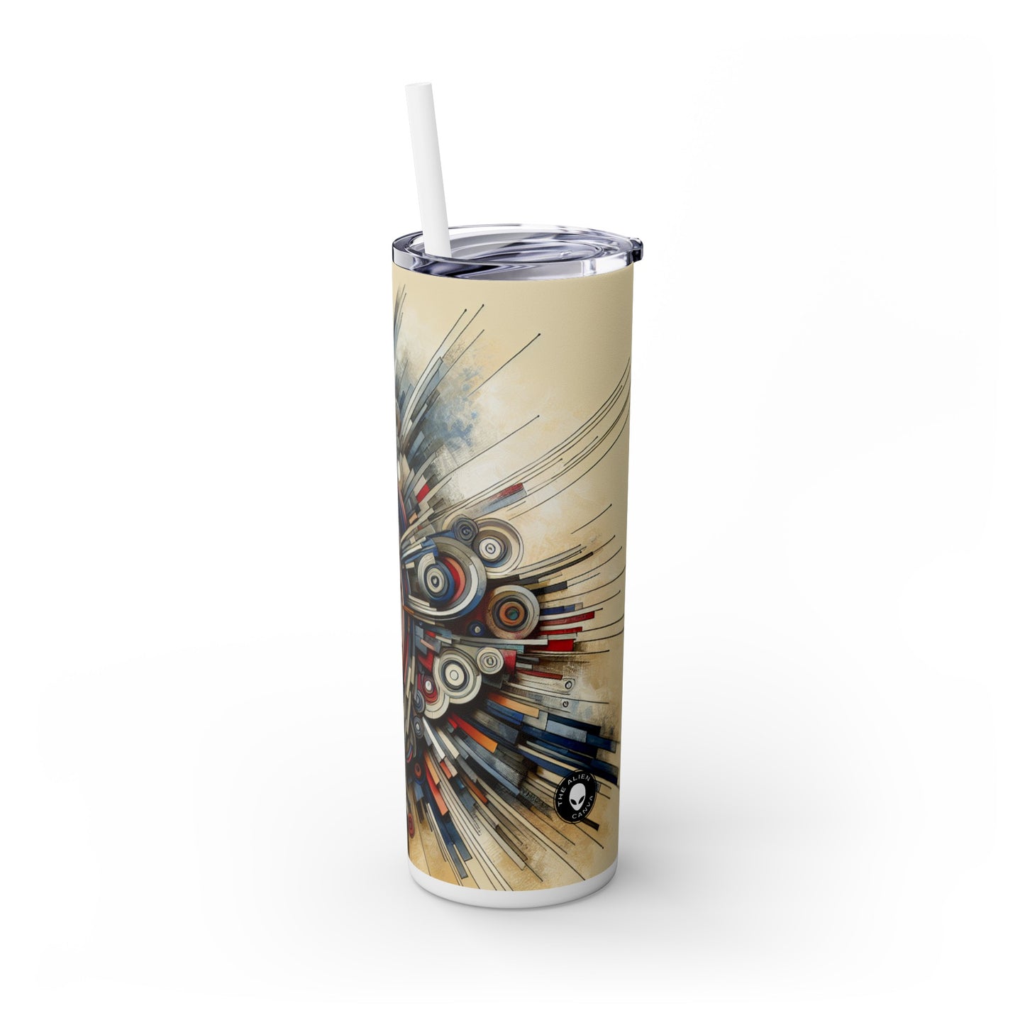 "Fragmented Realms: A Surreal Exploration in Color and Form" - The Alien Maars® Skinny Tumbler with Straw 20oz Avant-garde Art