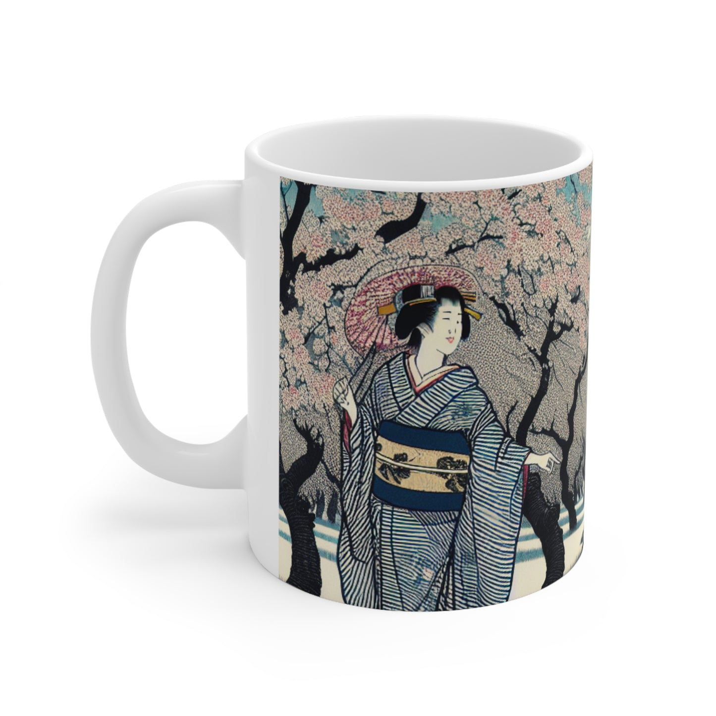 "Blossoming Sky" - Taza de cerámica The Alien 11oz Ukiyo-e (impresión en madera japonesa)