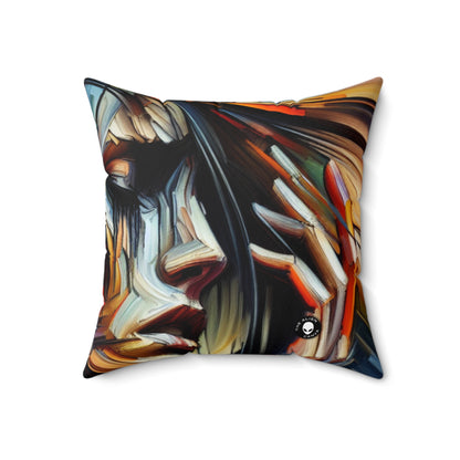 "Night Pulse: Expressions of Urban Chaos"- The Alien Spun Polyester Square Pillow Expressionism