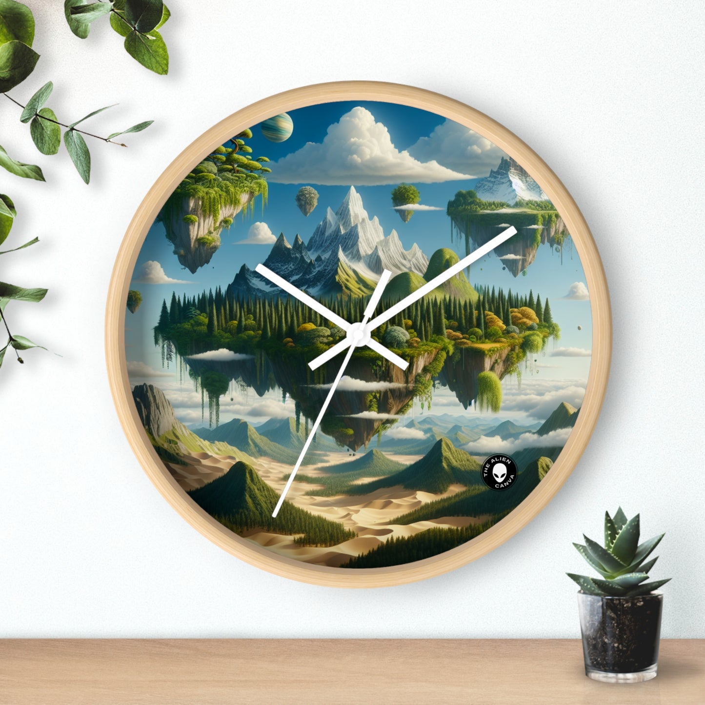 "Elemental Isles: A Dreamlike Journey through Nature's Wonders" - The Alien Wall Clock