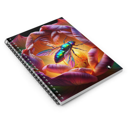 "The Beauty of Nature: A Hyperrealistic Insect Mosaic" - The Alien Spiral Notebook (Ruled Line) Hyperrealism