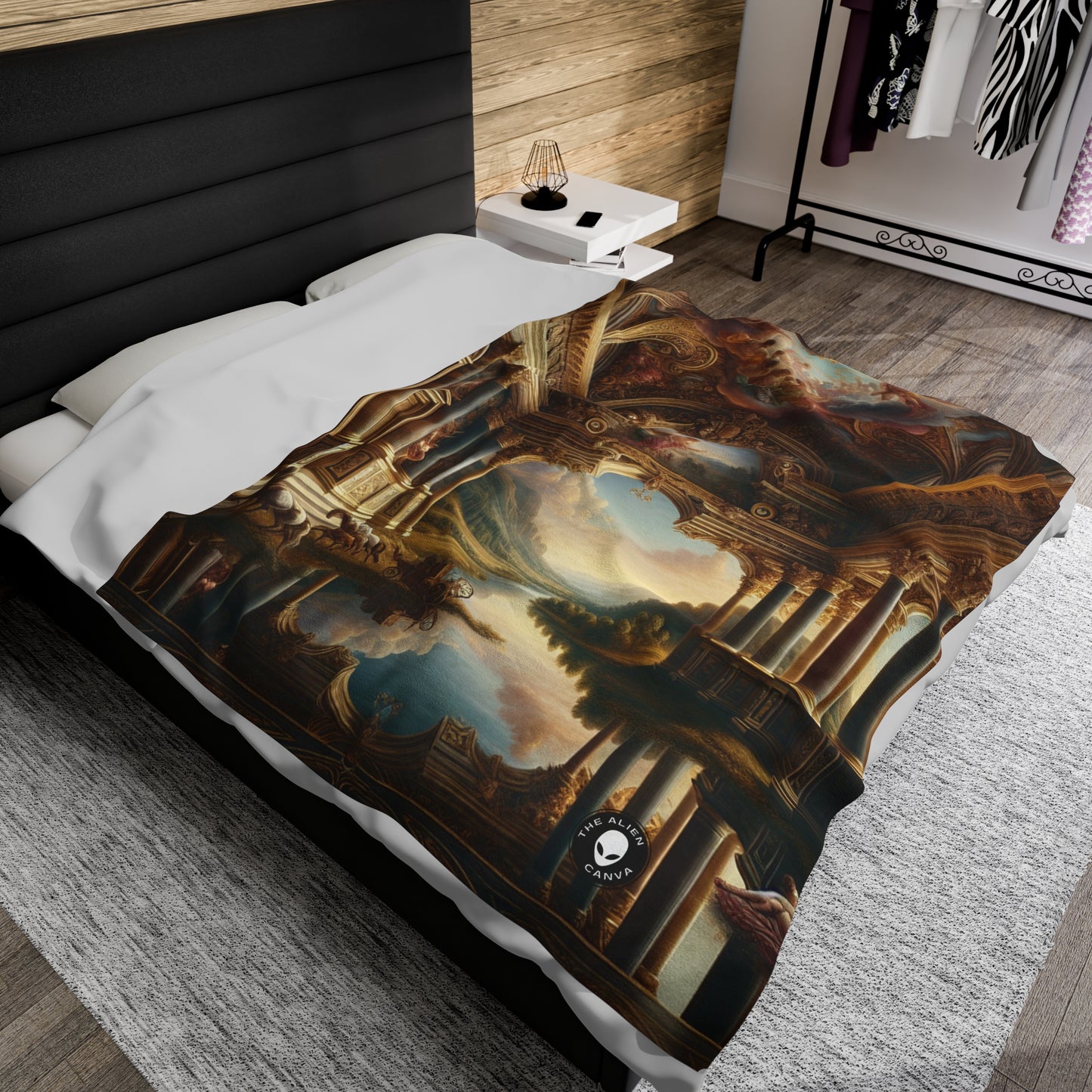 "A Neo-Renaissance Odyssey: A Modern Panorama" - The Alien Velveteen Plush Blanket Renaissance Art