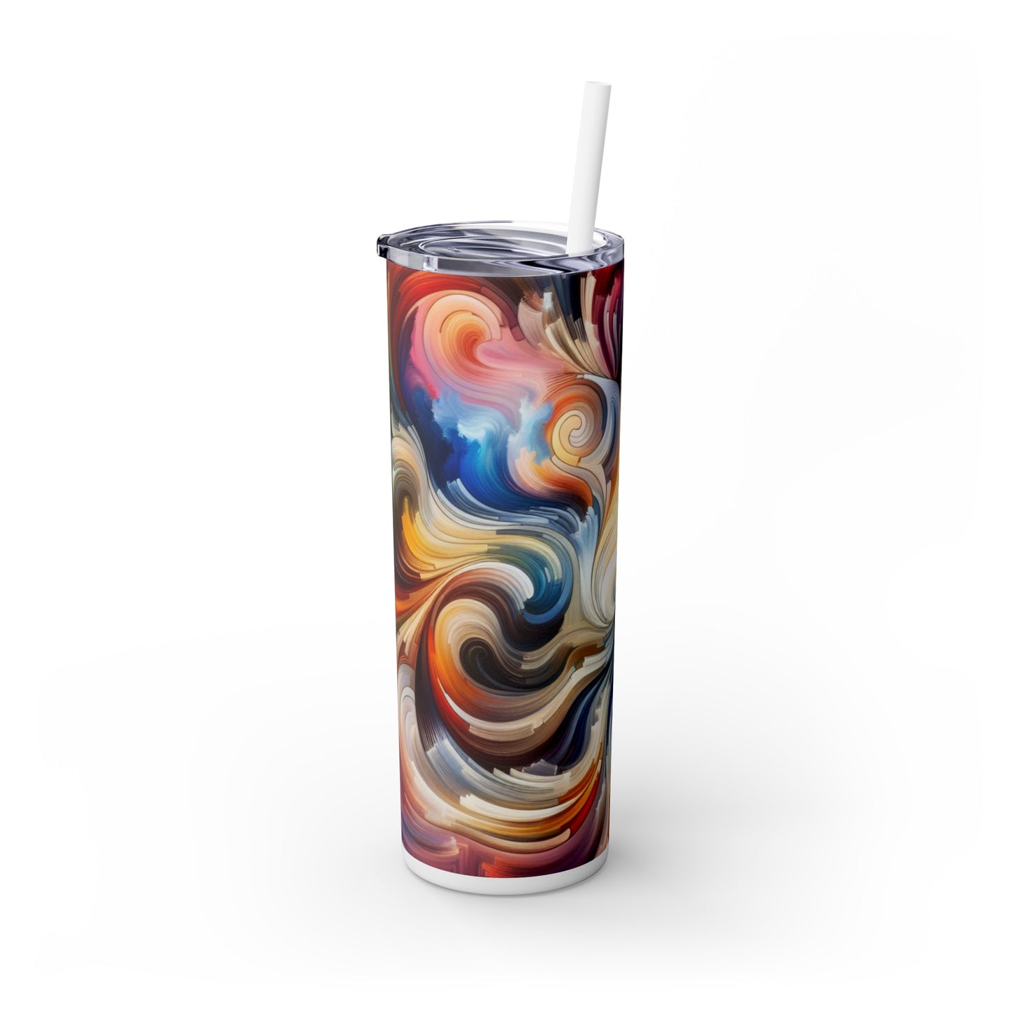 "Nature's Tranquil Symphony: A Lyrical Abstraction Masterpiece" - The Alien Maars® Skinny Tumbler with Straw 20oz Lyrical Abstraction