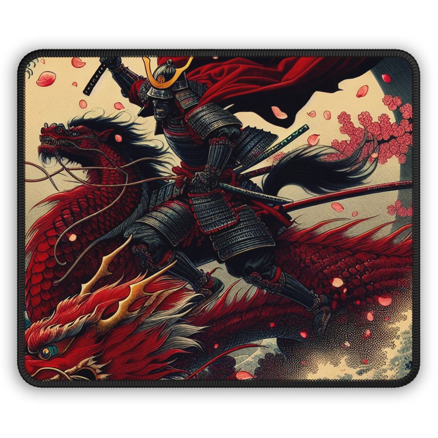 "Storming into Battle: A Samurai's Tale" - Le tapis de souris Alien Gaming style Ukiyo-e (impression sur bois japonaise)