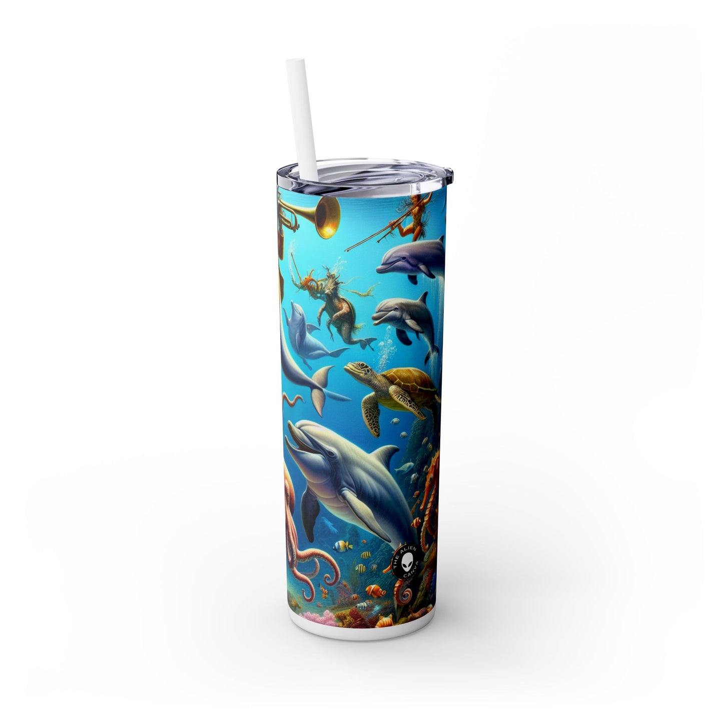 "Musical Reef Spectacle" - The Alien Maars® Skinny Tumbler with Straw 20oz