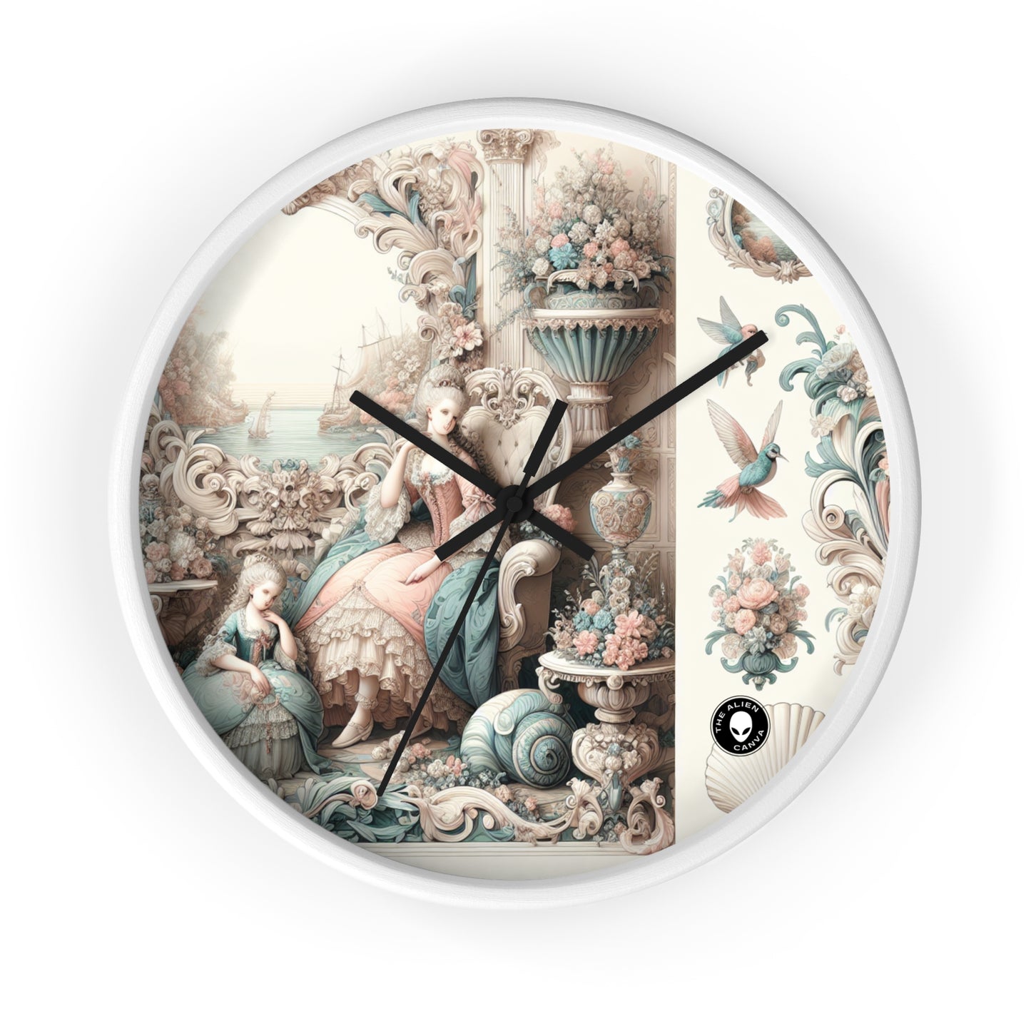 "Enchantment in Pastel Gardens: Rococo Fairy Princess" - The Alien Wall Clock Rococo