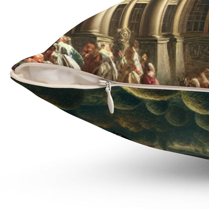 "Royal Banquet in a Baroque Palace"- The Alien Spun Polyester Square Pillow Baroque