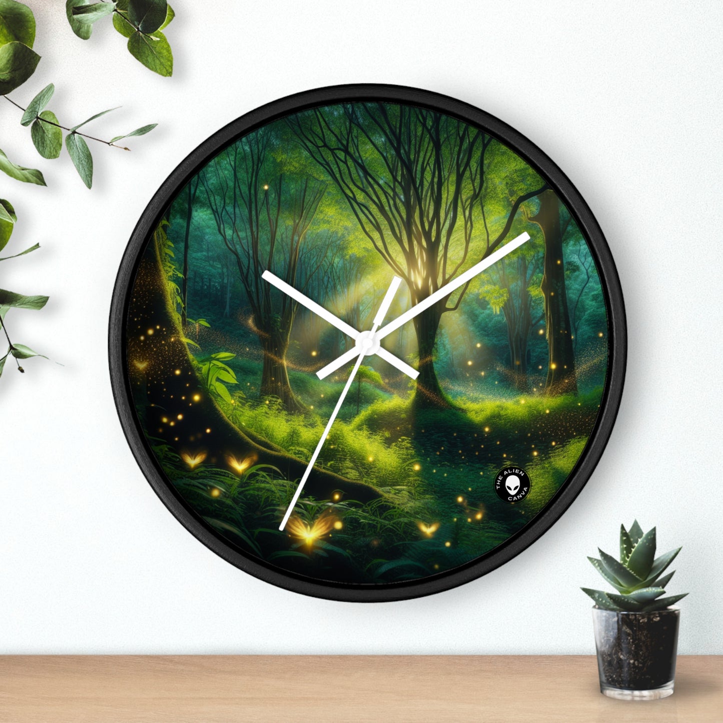 "Glowing Forest Magic" - The Alien Wall Clock